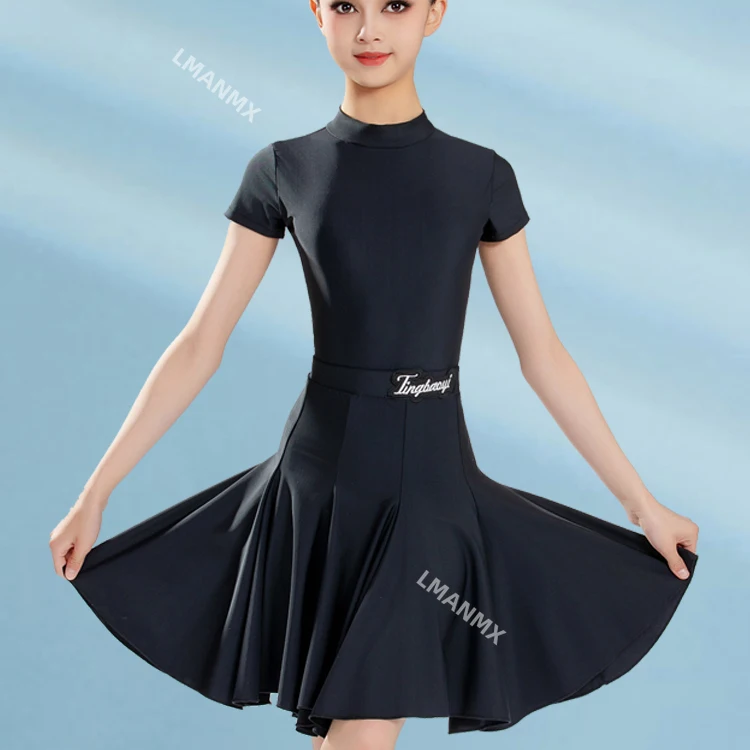 2025 nuevo vestido de baile latino primavera y otoño vestido de actuación de práctica de manga corta