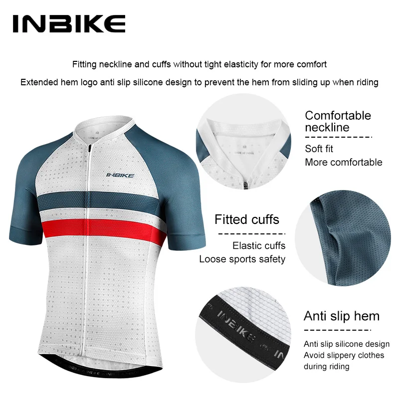 INBIKE MTB Cycling Jersey Man Summer Bicycle Tops Short Sleevd Reflective Men\'s Jersey Soft Road Bike Clothing Shirts for Riding