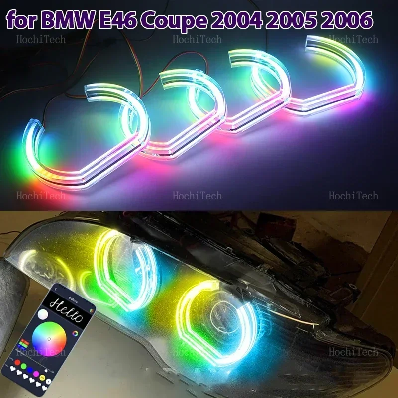 

Для BMW E46 Convertible Coupe 2004-2006 LCI RGB многоцветные световые кольца управления через приложение указатель поворота мигающий DRL светодиодный комплект Angel Eyes