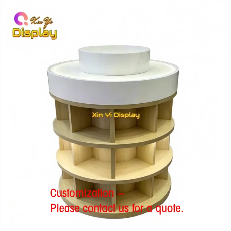 custom.Custom Beauty Round Display Table Multi-tier Perfume & Cosmetic Display Rack with LED Lighting & High