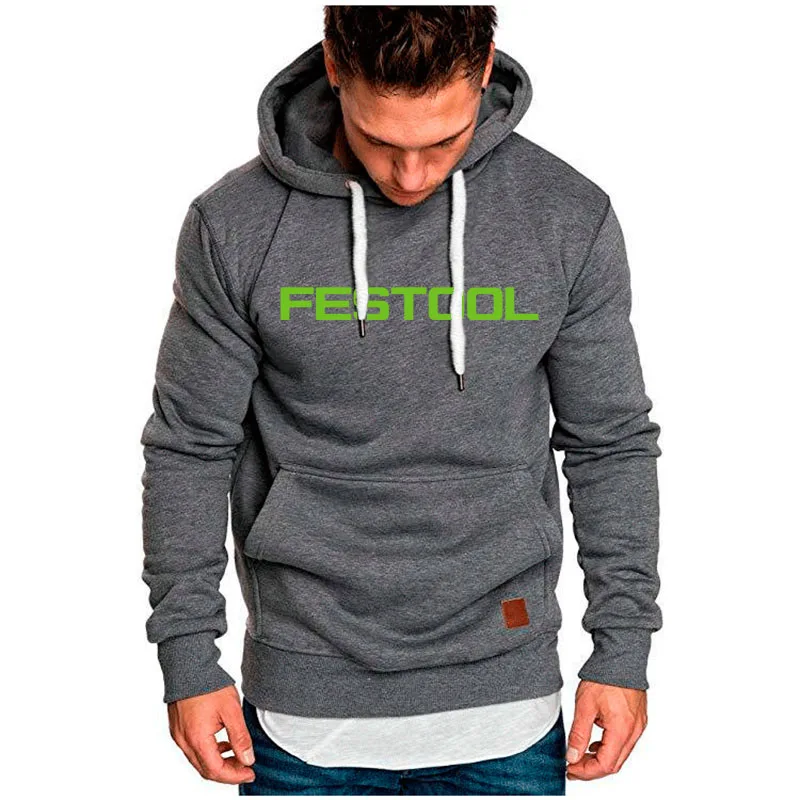 Men's Hoodie Sweatshirt Festool tools print Casual Streetwear Comfortable Cotton Pullover Top for Youth