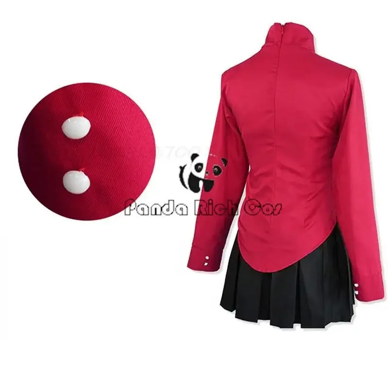 Tohsaka Jean Cosplay Fantasias Femininas, Anime Fate Stay Night, Camisa Vermelha, Saia, Peruca, Vestido, Colar, Halloween, Interpretação de Papéis