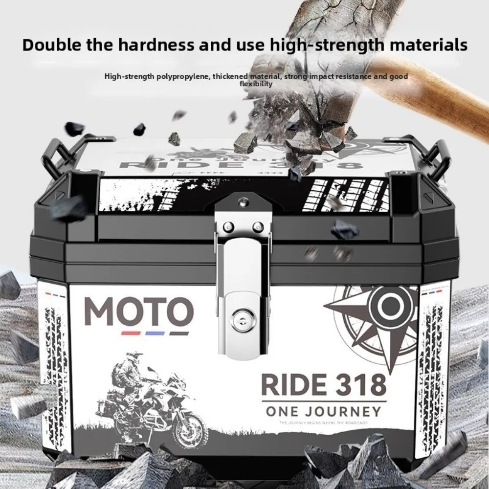 

Очень большой багажник мотоцикла, вместимость 45 л, утолщенный ящик для хранения, водонепроницаемый, с защитой от падения, электромобиль, универсальный, подходит