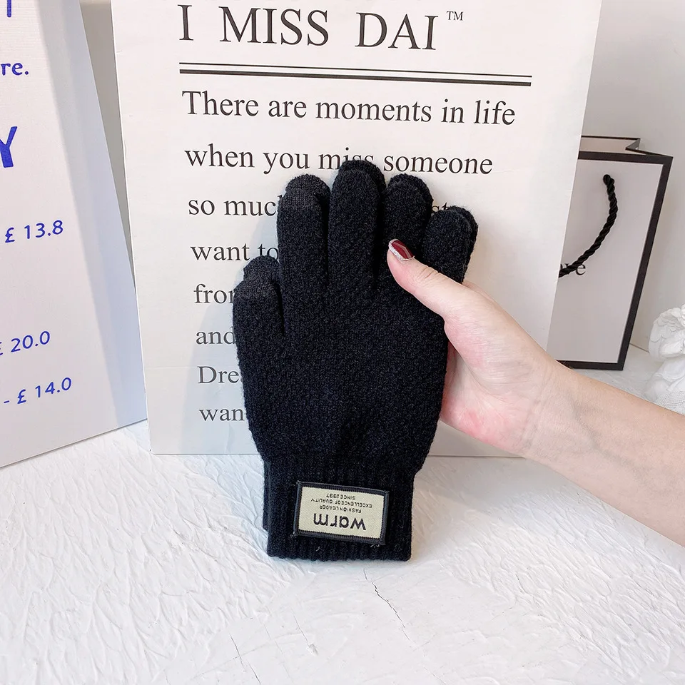 قفازات شتوية محبوكة على الموضة للرجال تعمل باللمس قفازات حرارية دافئة مضادة للانزلاق لركوب الدراجات والعمل والمدرسة خيار هدية أنيق