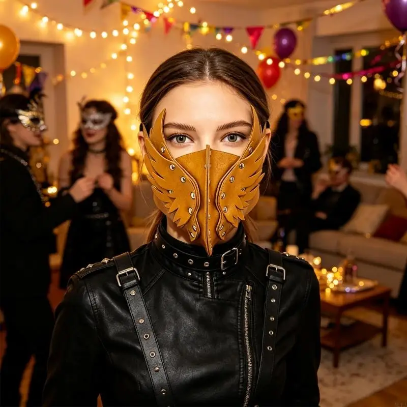2026 New Costume Face Mask, 1 with Flexible PVC, Mechanical Wing Panels, Soft Lining and Adjustable Strap for Costume Parties