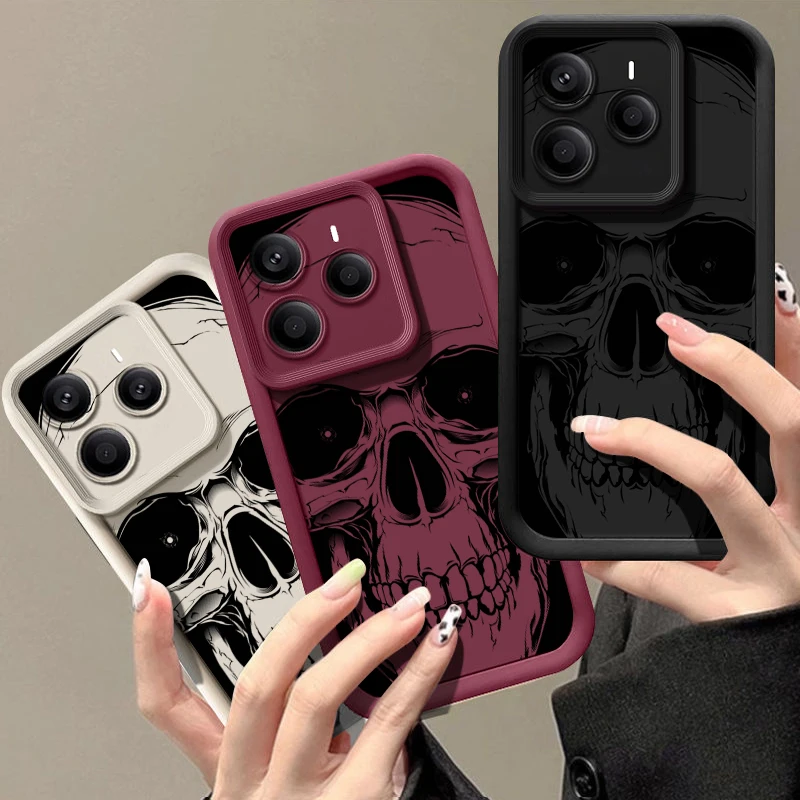 Funda de teléfono con estampado de calavera negra para Xiaomi Redmi Note 15 14 13 Pro 4G Note 13 14 Pro Plus 5G, funda trasera de silicona TPU suave