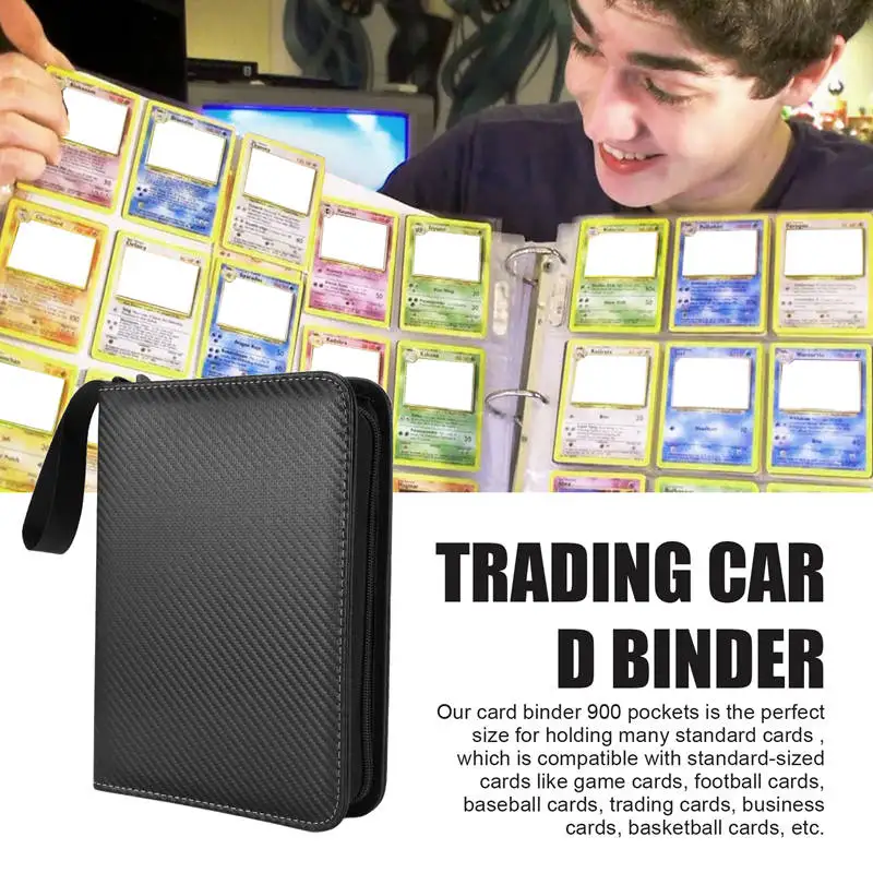 Trading Card Collection Binder, Caso de cartão para o jogo, futebol, beisebol, 4 Pocket Binder, Zip Album, Top