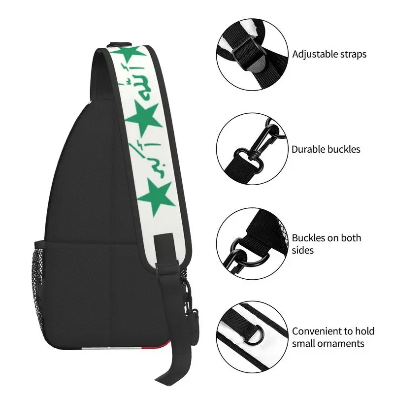 Iraq Flag Country Shape Crossbody Sling Backpack Men Custom Iraqi Patriotic Gift Chest Shoulder Bag for Travel Hiking Daypack