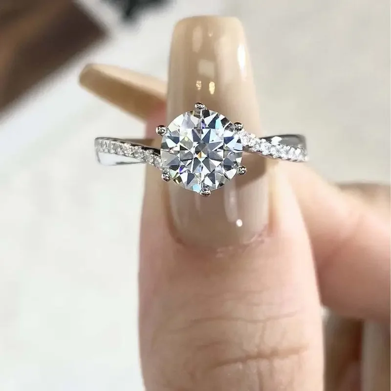 

DWJ настоящее кольцо на руку с муассанитом и бриллиантом 1 карат для женщин, стерлинговое серебро 925 пробы, повседневные вечерние великолепные ювелирные изделия высокого качества