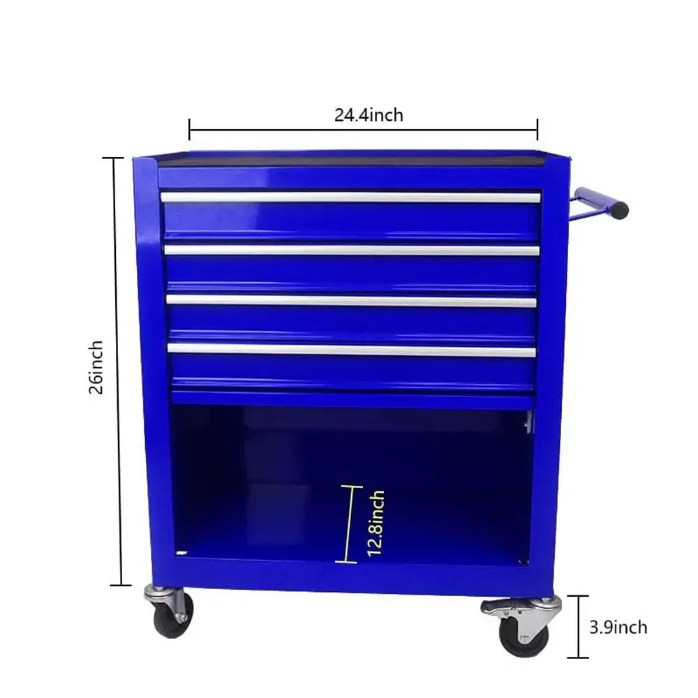 4-Drawer Rolling Tool Chest Interlock System High-Strength Steel Wheels Garage Warehouse Workshop Repair Shop Durable Smooth