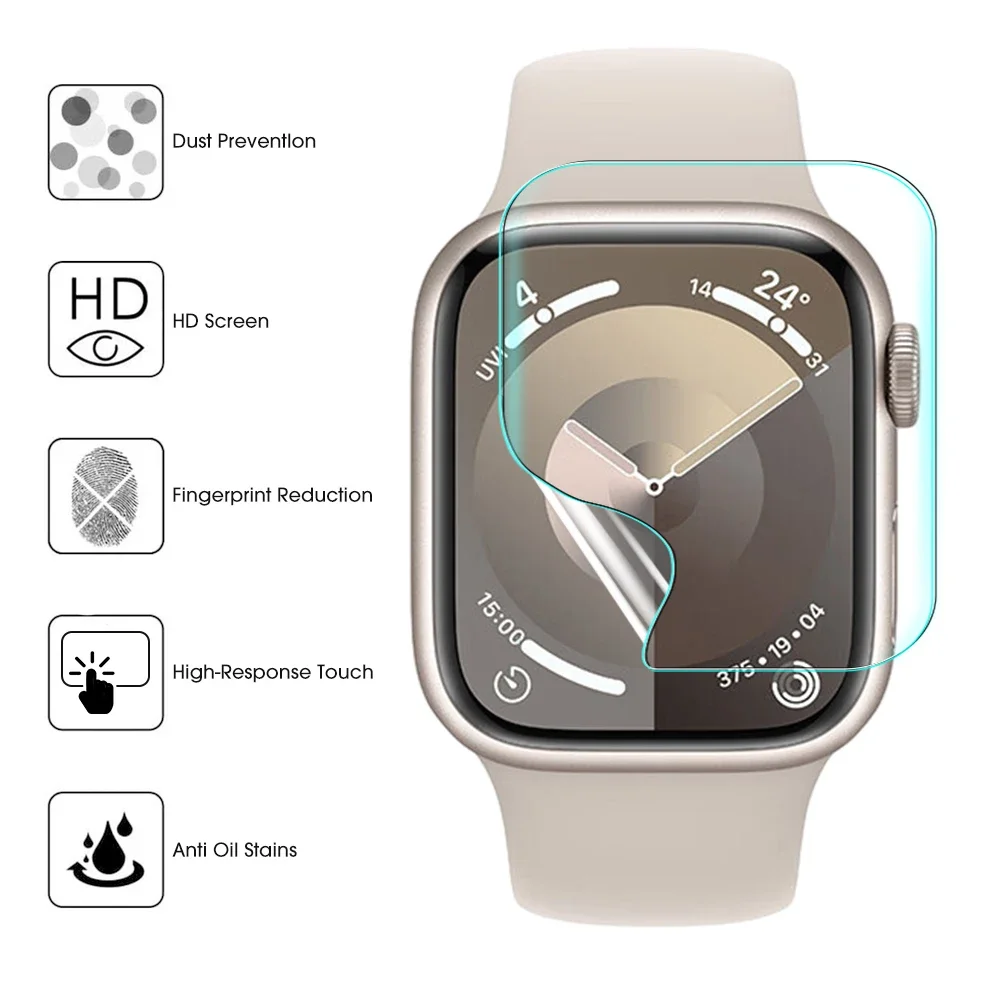 For Apple Watch Series 9 41/45MM Smartwatch Hydrogel Soft Film Full Curved Anti Scratch Screen Protector Films Not Glass