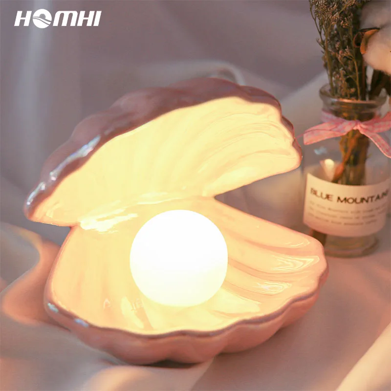 

2023 LED Modern Decor Decoration Living Room Elevate Home Ambiance forgirl LED Shell Pearl Night Light Pearl Jewelry Mesa