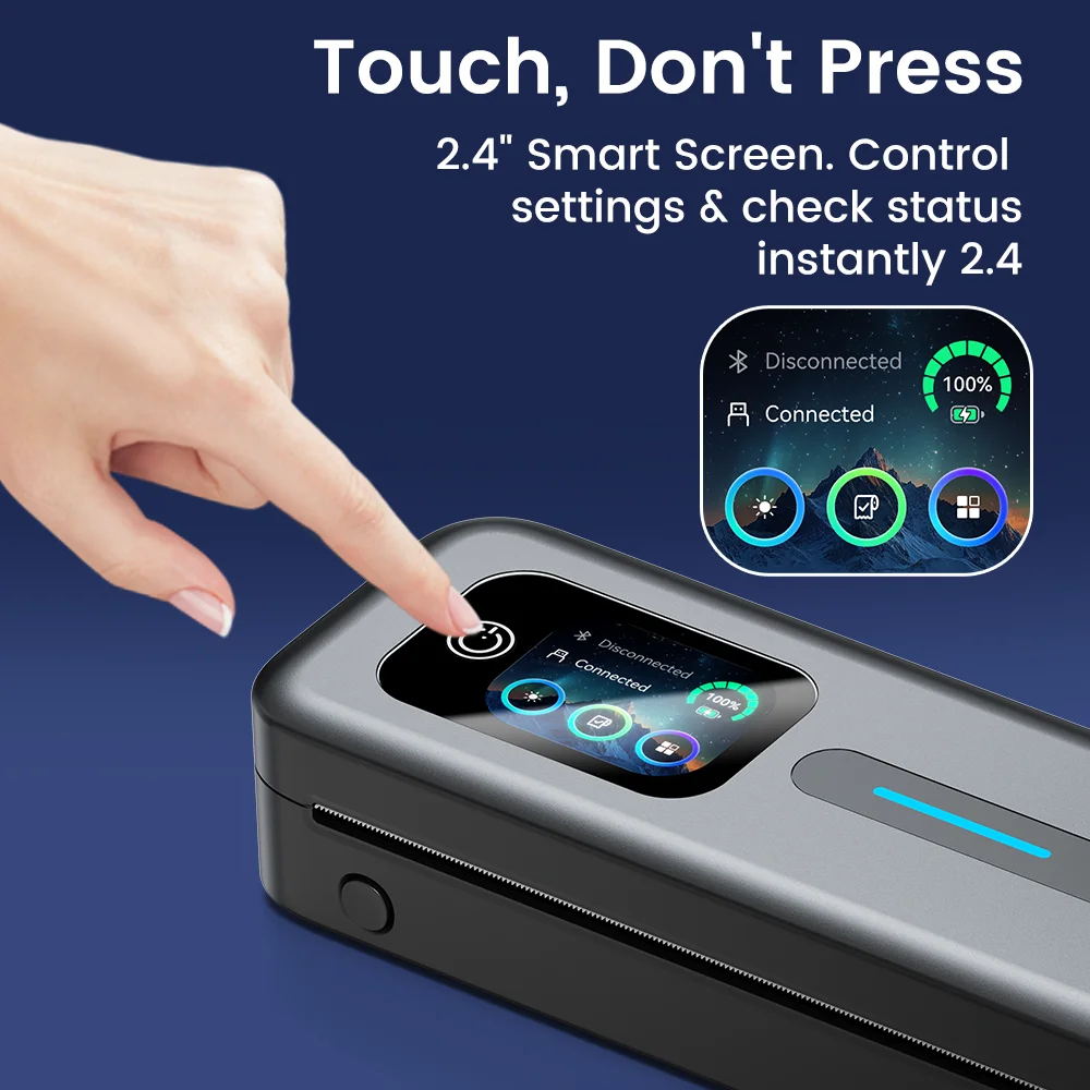 Phomemo M832D Portable Thermal Printer, Bluetooth Inkless Wireless with Touchscreen, Supports US Letter/A4, for Phone/PC