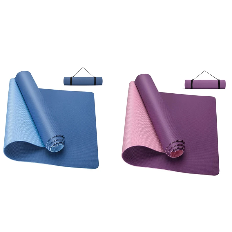 Yoga Mat,TPE Environmentally Friendly Non-Slip Yoga Mat With Shoulder Strap,For Yoga Pilates Fitness Gymnastics