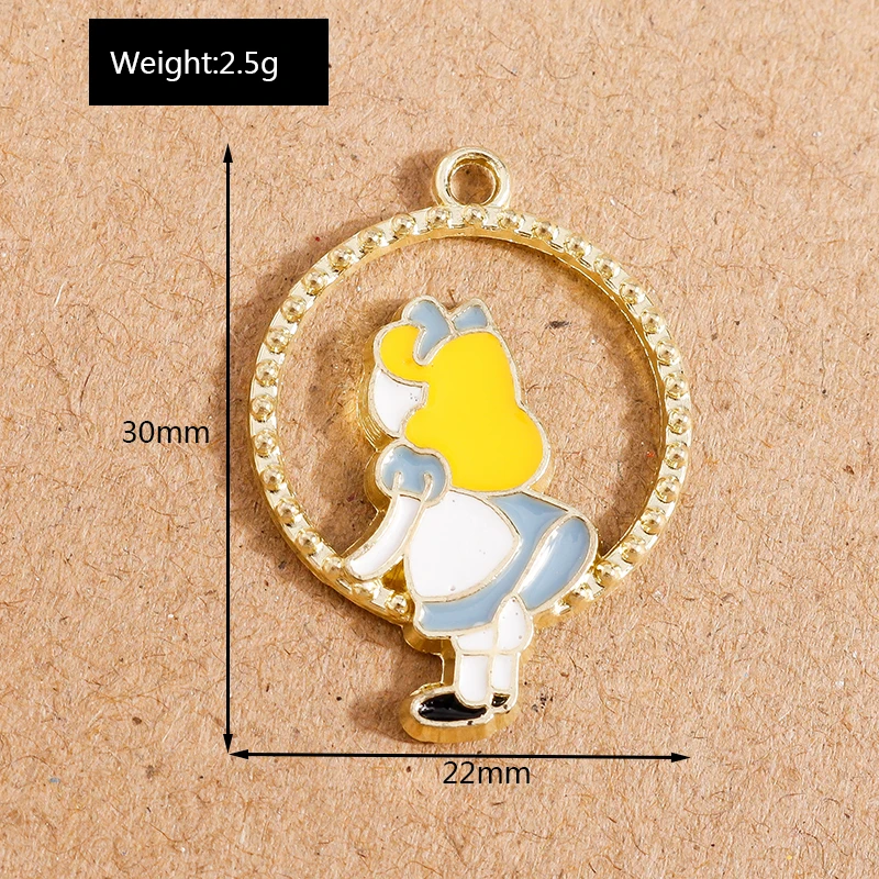 10 Stück süße Emaille-Prinzessin-Mädchen-Charms-Anhänger für Schmuckherstellung, Halskette, Ohrringe, Armband, DIY-Zubehör, Zubehör – Detail 8