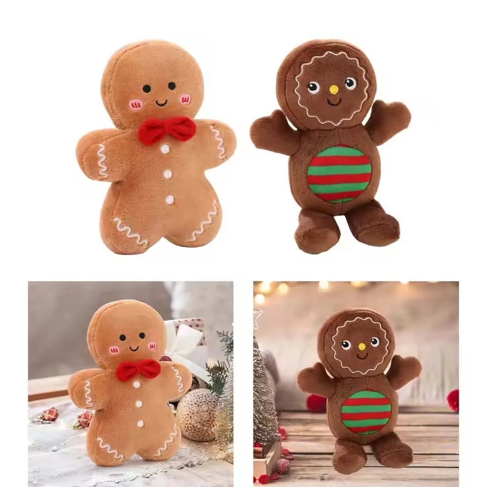 Adorable Peluche de Jengibre, Cojín de Hombre de Jengibre Relleno de Caramelo y Chocolate, Decoración para Árbol de Navidad, Casa, Lazo, Anillo, Reno Navideño