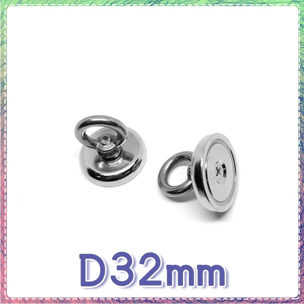 

1/2/5/10PCS D32 Strong Magnet Hook Fishing Magnet Deep Sea Fishing Magnet Bracket Ring Strong Magnetic Hook Magnet Finder Dia32