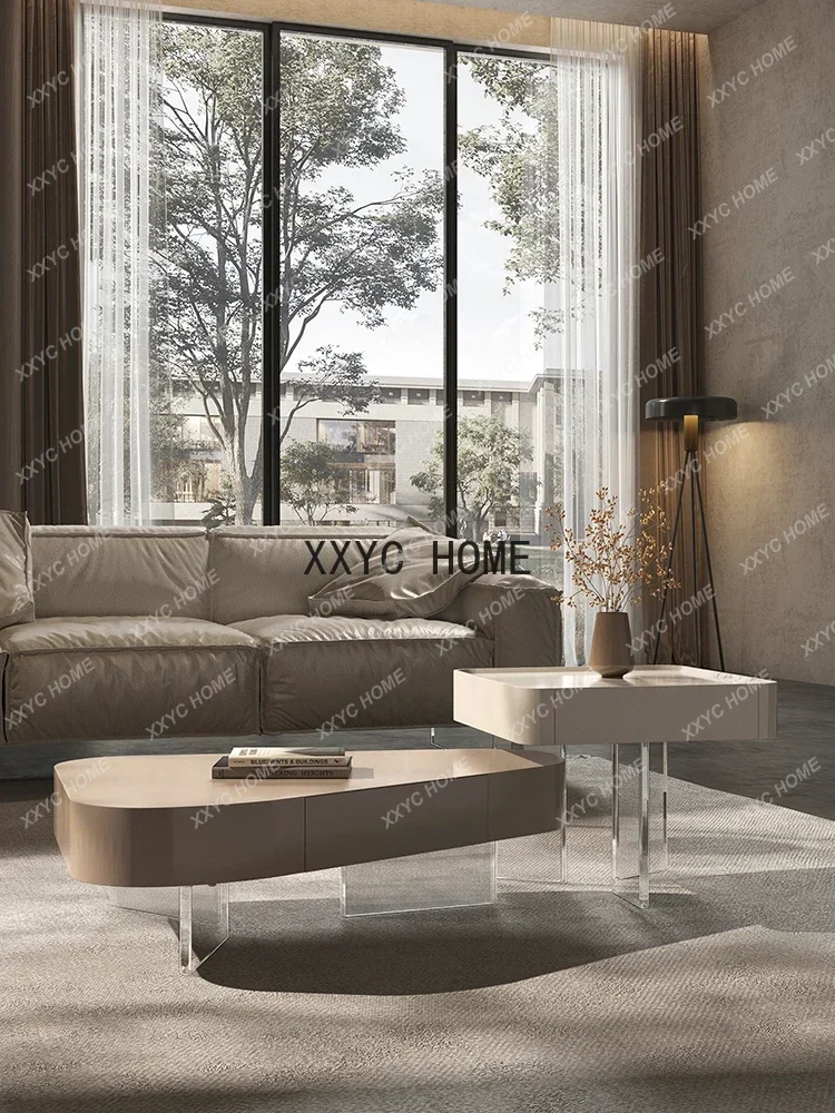Combined Tea Table Small Living Room Home Acrylic Table Mobile Side Table High-End Design