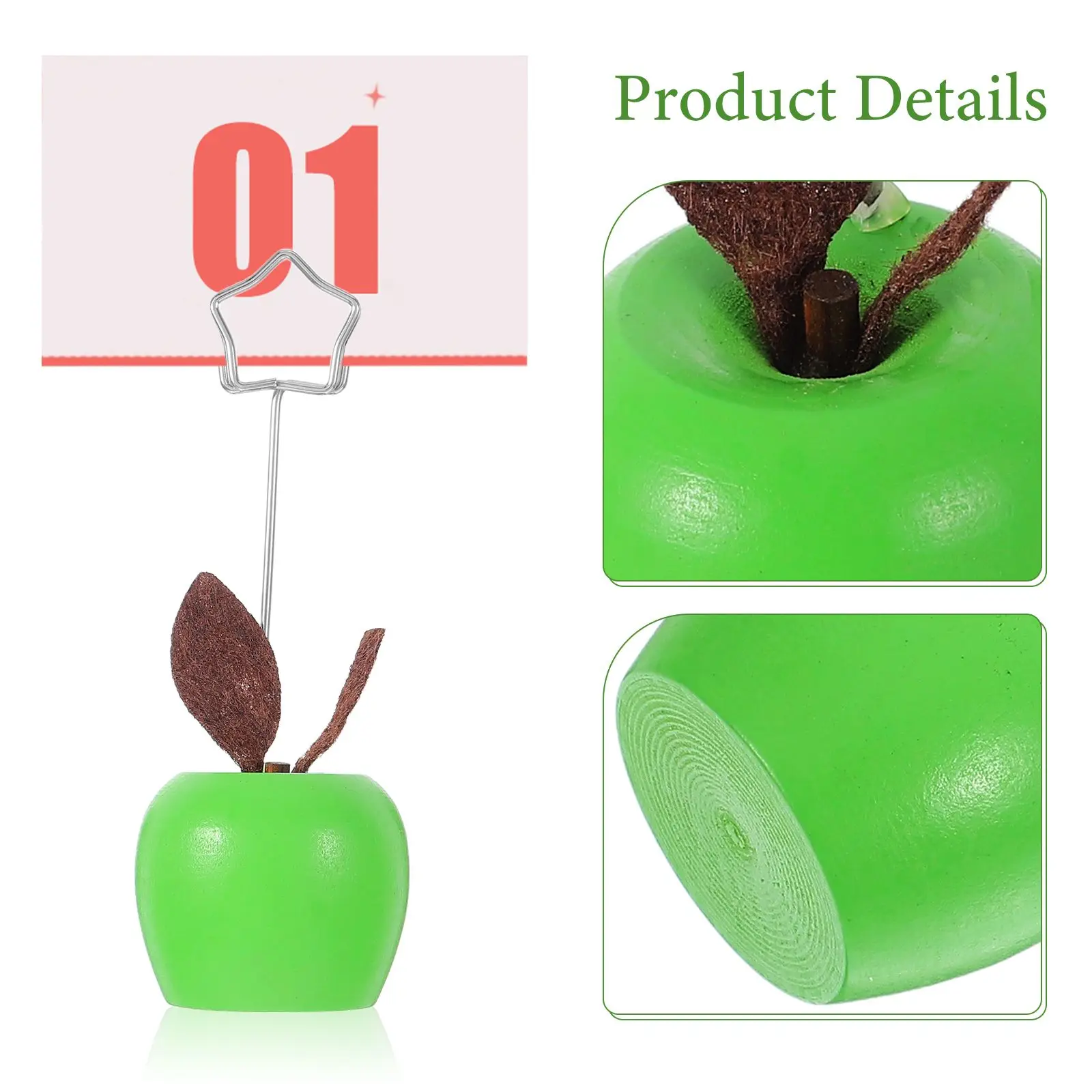 Apple Message Wooden Desk Decor Cute Memo Holder Photo Clip Stand Office Ornaments Kawaii Decorations Kitchen Use