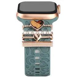 Jialiang Band Charms Decorative Rings Loops Watchband Nails Set for Apple Watch iWatch 9 8 7 6 5 4 3 Fitbit Versa 3 2 Lite SE