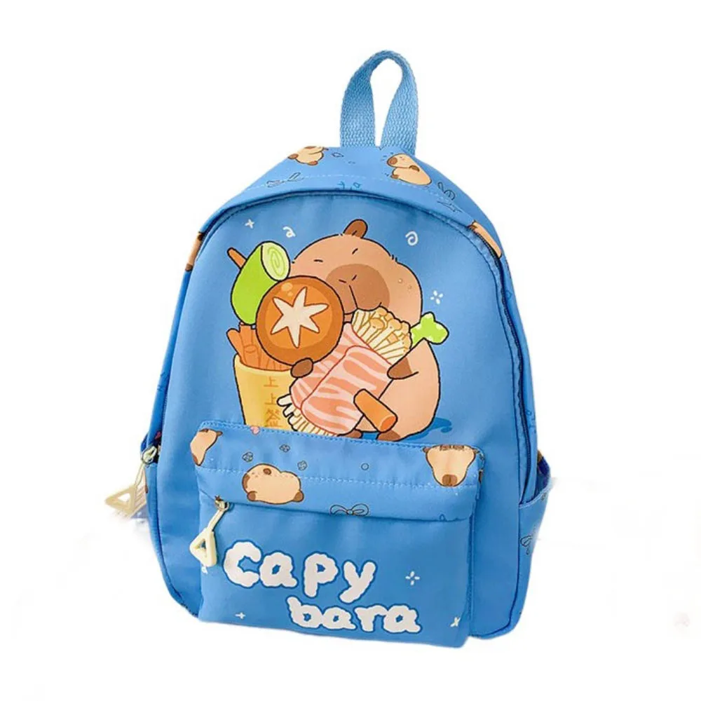 

Lightweight Children's Backpack Waterproof Nylon Capybara Schoolbag Wide Straps Large Capacity Cartoon Animal Book Bag Gifts