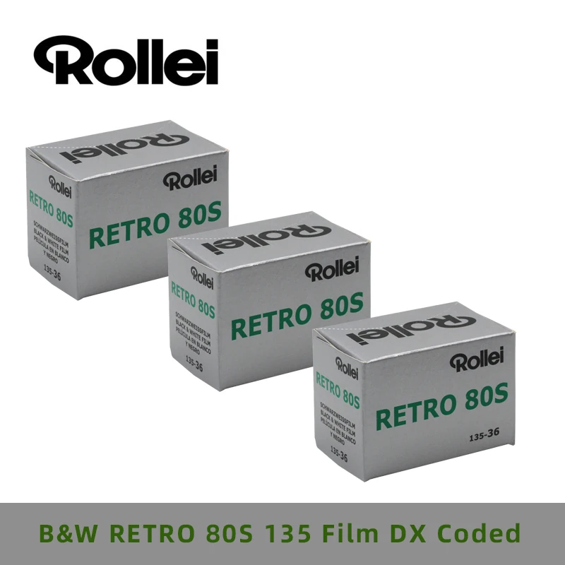 1/3/5Rolls Original Rollei Retro 80S 135 135 35mm Black&White Negative Film（36 Exposures/Roll）Professional For Film Camera