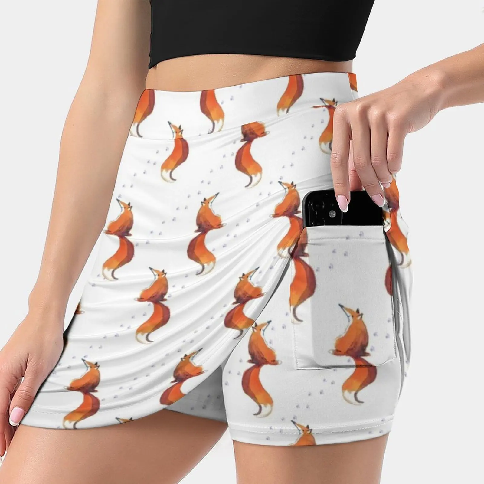 Foxy Skirts Woman Fashion 2022 Pant Skirt Mini Skirts Office Short Skirt Fox Foxes Orange Pattern Children Watercolour Animals