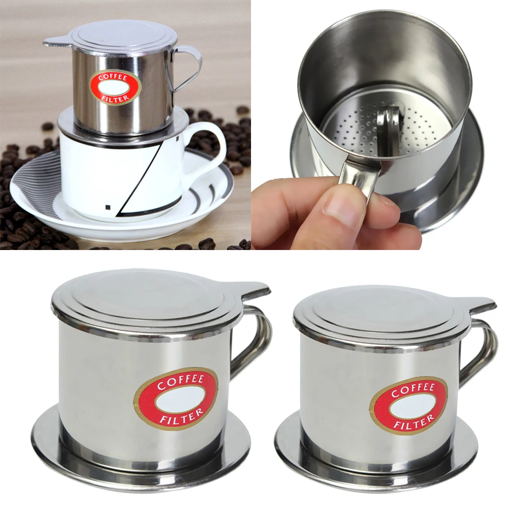 Vietnamese Coffee Filter, Press Pot, Stainless Steel Drip Coffee Filter Maker Pot Infuser for Office Traveling