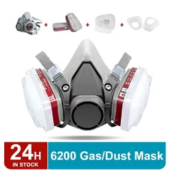 6200 Gas Mask Respirator With Glasses Anti Dust Respirator Face Mask Protection Industrial Gas Masks with Filters Widely Used