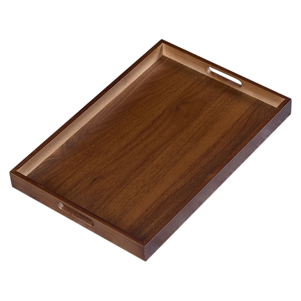 

Walnut Wood Rectangular Serving Tray for Tea Snacks Coffee Breakfast with Ergonomic Handles Decorative Wooden Tray for Home