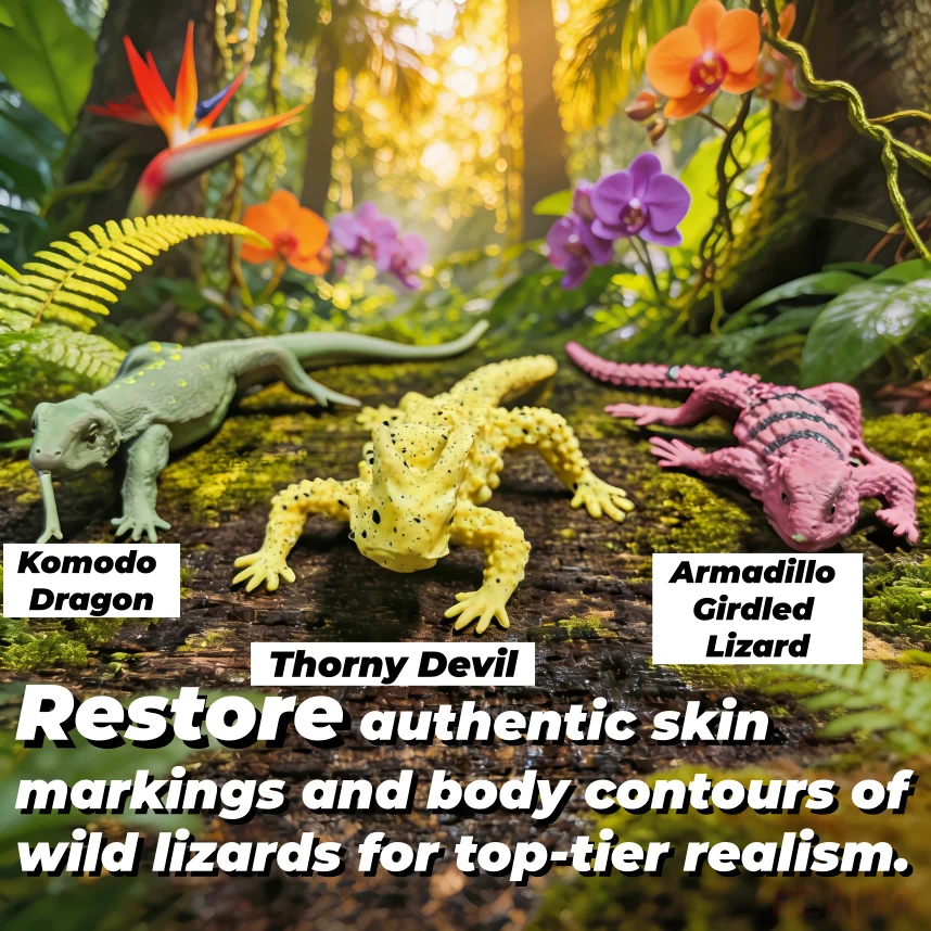 5 Random Styles from 10 Assorted Soft TPR Lizard Toys, Realistic Tropical Wild Reptile Figurines, Bendable & Drop-proof for Pran