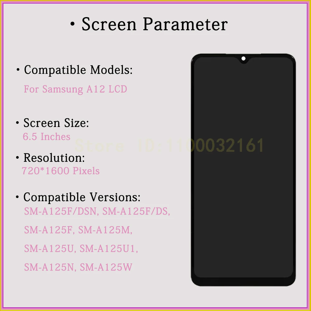 New Tested LCD For Samsung Galaxy A12 Screen A127 Display Assembly For Samsung A12 LCD SM-A125F A125U A127F A127U Replacement