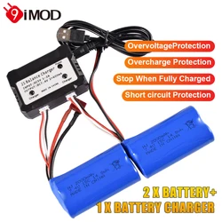 9IMOD 7.4V 2000mAh Li-ion Battery SM/T Plug Rechargeable RC Battery with 2 IN1 Lipo Battery Balance Charger for RC Truck RC Car