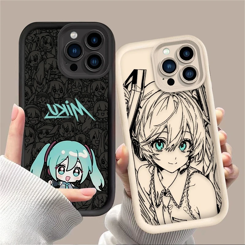 Bonita funda de teléfono suave H-Hatsunes Kawaii m-miku para iPhone 17 Air 16 16E 15 14 13 12 11 Pro Max X XS X S Max XR SE 2020 SE4 7 8