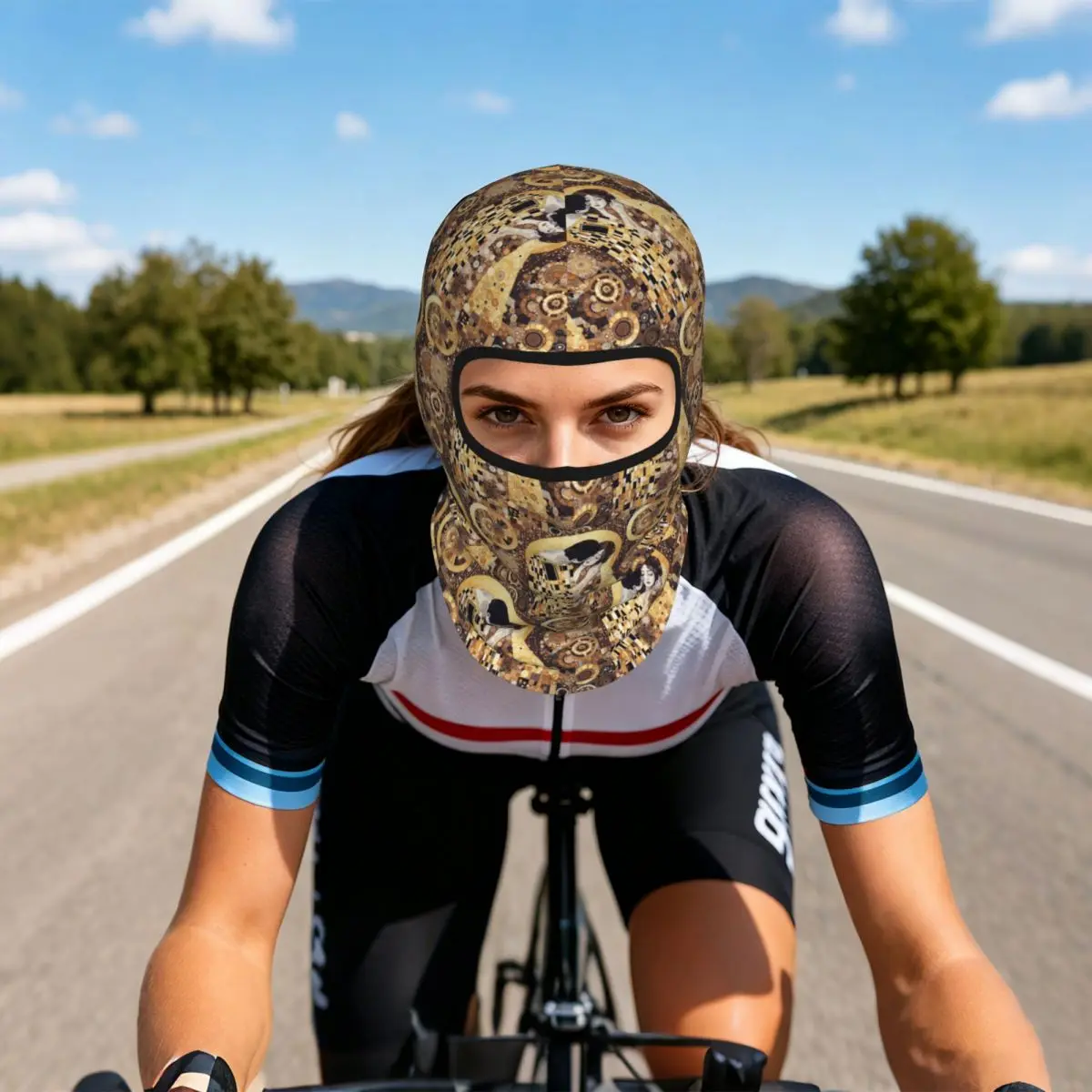 Gustav Klimt The Kiss Abstract Freyas Breathable Thin Balaclava Full Face Mask Sun Protection Neck Gaiter For Motorcycle Cycling