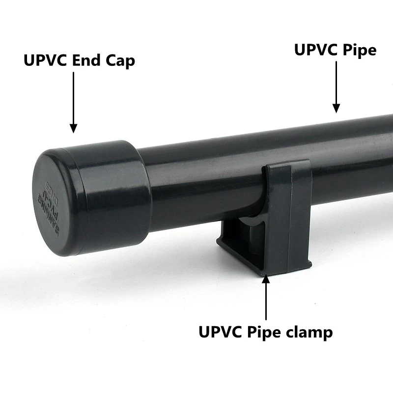 1Pc I.D 20~63mm Dark Grey PVC Pipe End Cap UPVC Direct 90 Degree Elbow Aquarium Garden Irrigation Tee Water Tube Joint Fittings