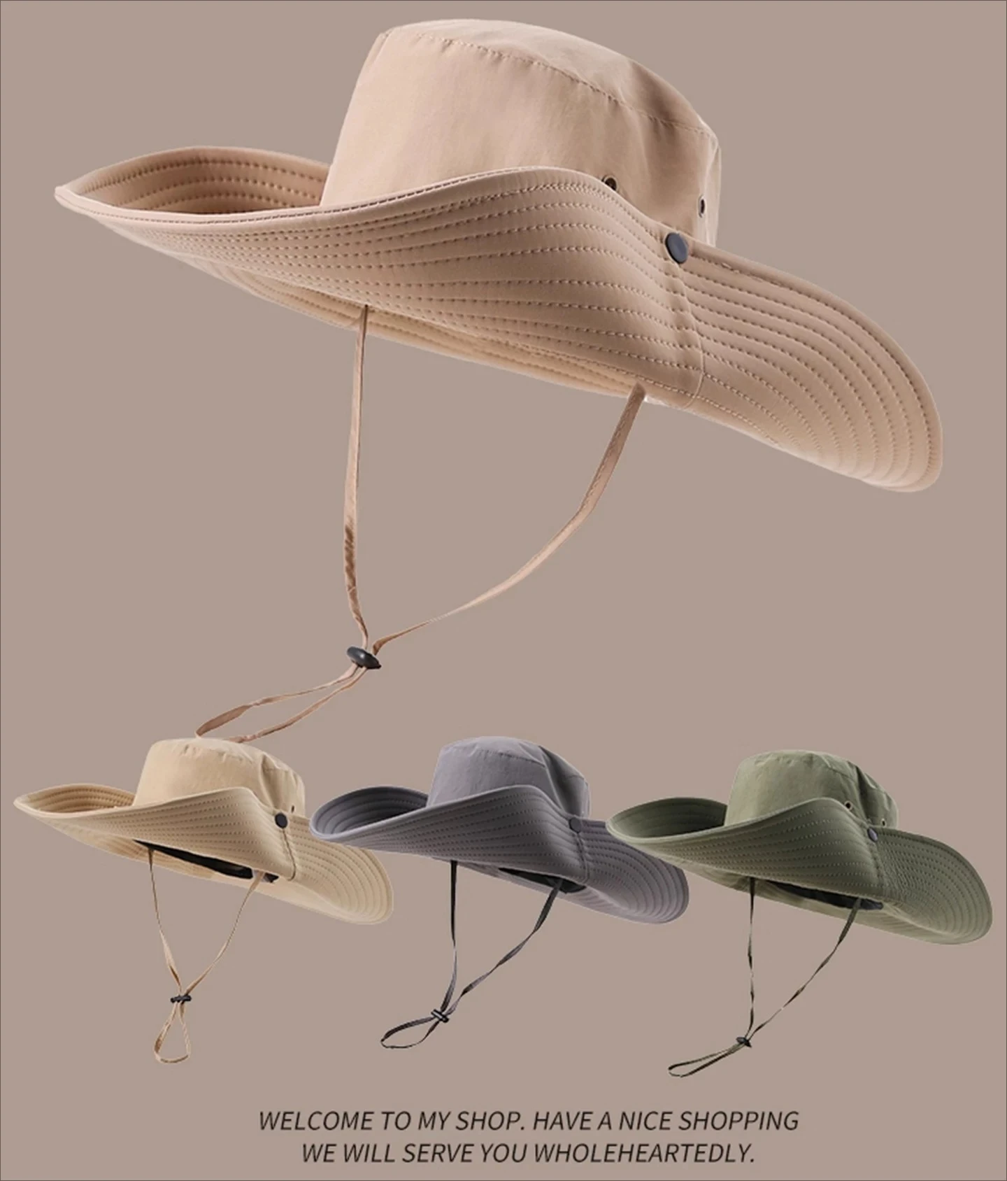 Western cowboy hat men bucket hat women climbing desert sun protection outdoor camping hat