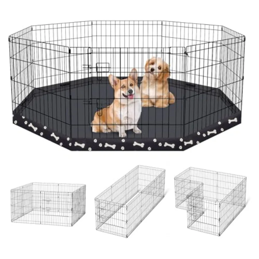 

Металлический складной вольер-манеж для собак и щенков, для игр и тренировок, для использования в помещении и на улице, 8 панелей, 24 дюйма