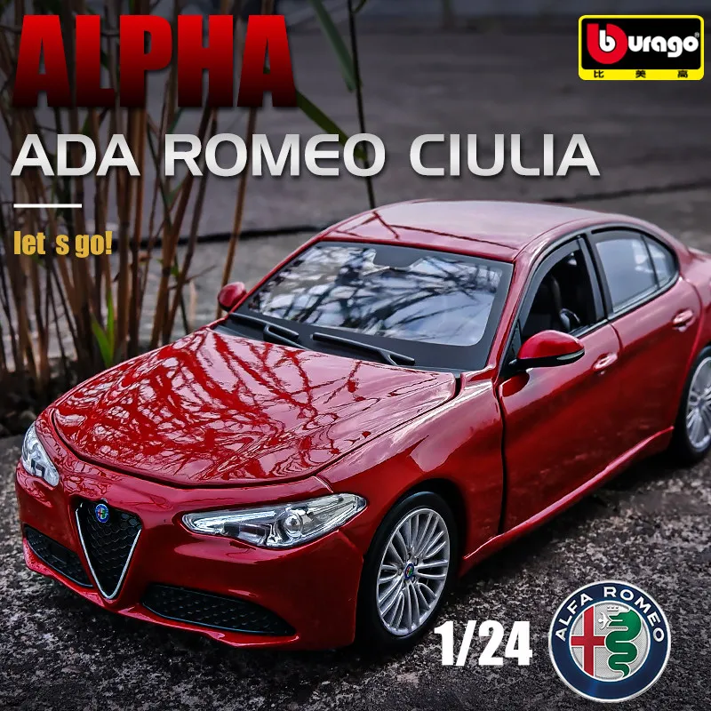 

Bburago 1:24 Alfa Romeo Giulia легкосплавный автомобиль, литье под давлением и игрушечный транспорт, модель автомобиля, миниатюрная масштабная модель автомобиля, игрушечный автомобиль для детей