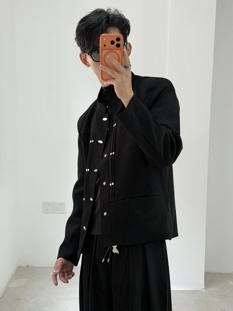 

New 2025 Chinese Sle Men's Suit Jaet Trendy Brand Stand Collar Casual Long Sve Full Color Youth Faion Autumn Spring