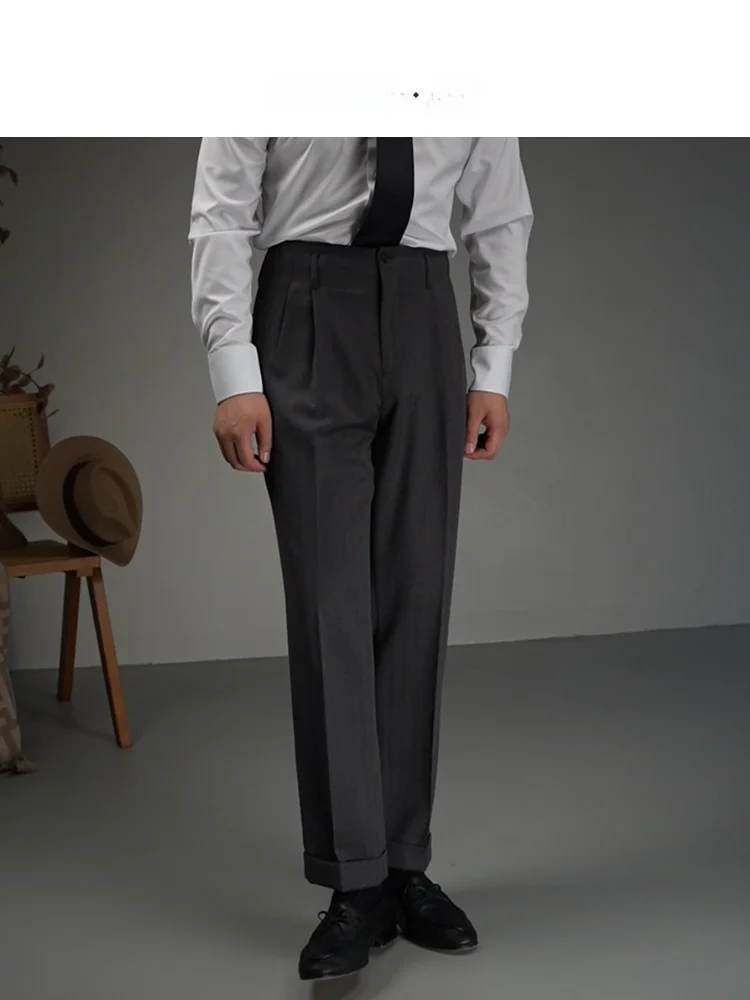 

Мужские повседневные брюки с прямыми штанинами и глубокими глазами, осенние брюки из полиэстера и хлопка без утюга