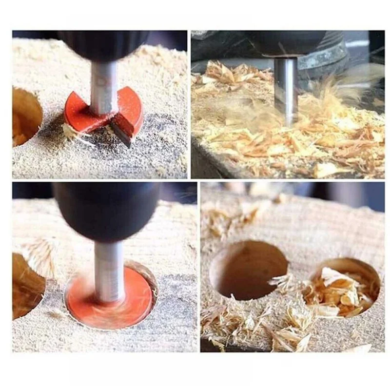 Woodworking Positioning HoleHinge Hole Opener Saw Kit 15-35mm Carbide Drill Bits Set  Flat Wing Drill Set