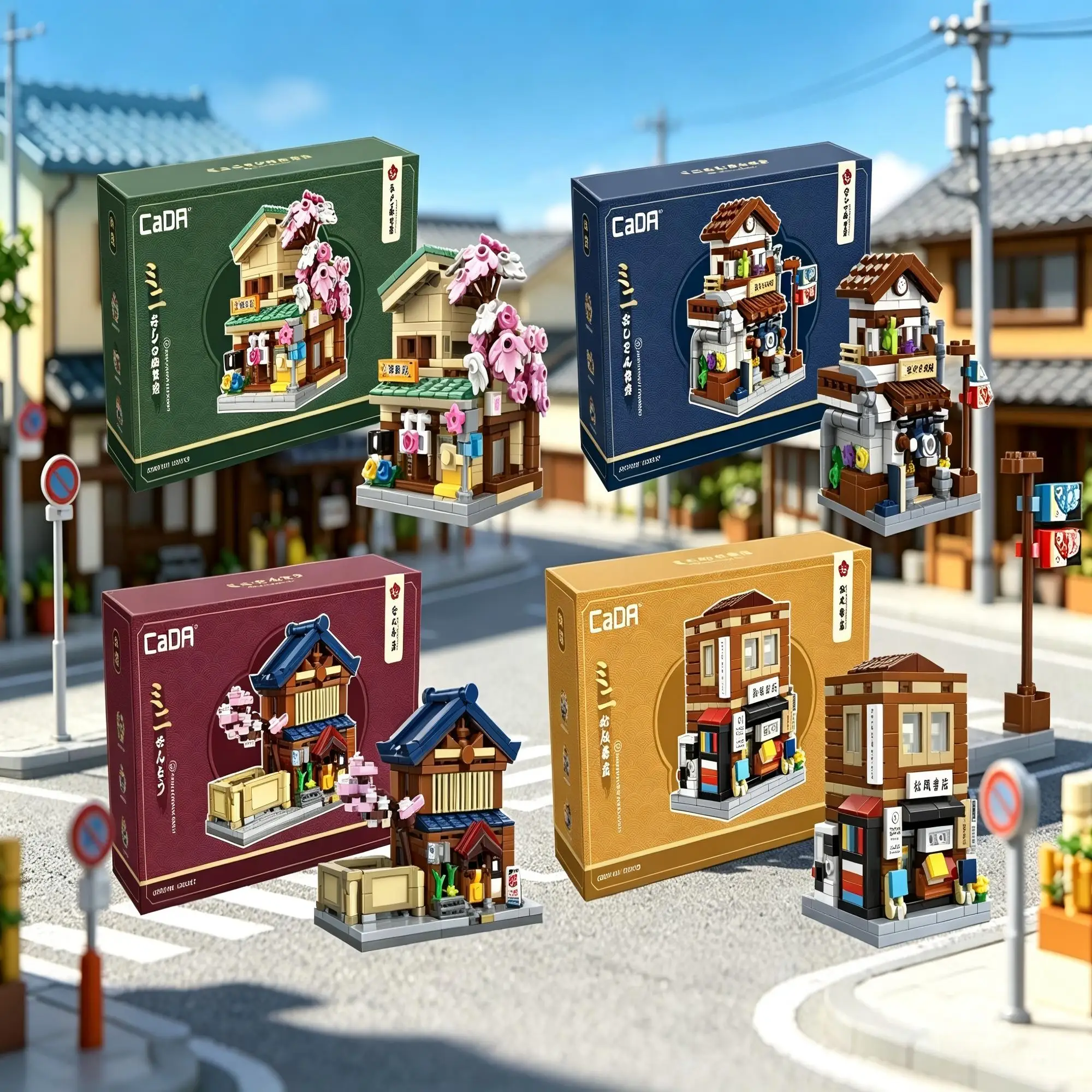 CADA Japanische Mini-Straßenszenen-Ornamente Heimdekorationen Diorama-Modelle von Izakaya-Teehaus und Onkels Diner Feiertagsgeschenke