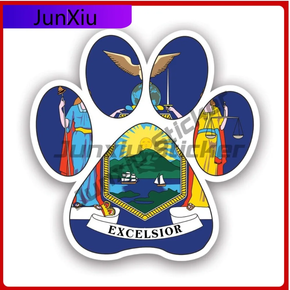 

New York State Paw Print Shaped Sticker Creative Decals Dog Dogs Cat Cats Pet Pets Puppy Prints State Flag Patriotic Car Sticker