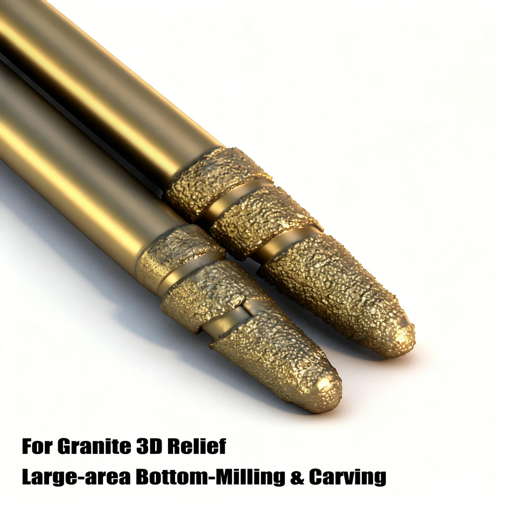

12mm/14mm Tapered Stone Milling Cutter Emery Diamond CNC Carving Tools Granite Router Bits 3D Relief Engraving Ball-Nose Endmill