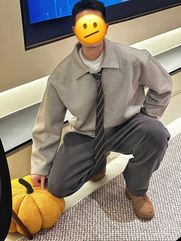Men's Woolen ort Wide Autumn Winter American Retro  Collar Sweatirt Loose Fit Comfortable Casual Sle Faionable