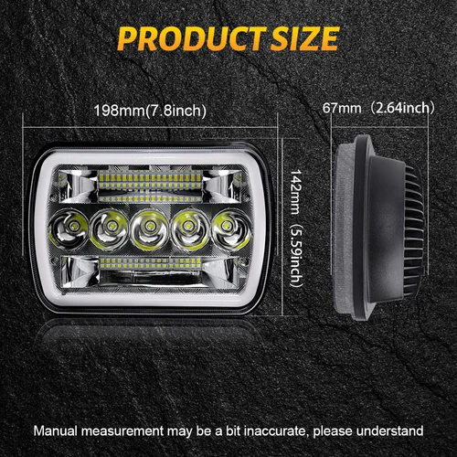 Imagen 2 del producto Faros delanteros Led HL 5x7 H4 H6054 H5054 6052 6053 Halo blanco/ámbar para Jeep XJ YJ Ford Bronco GMC TOYOTA Nissan D21 Dodge