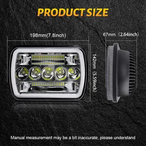 HAOLİDE-Farlar-LED-araba, 6 x 7 İnç, Amber DRL, sis farları, Kare, Otomotiv, 6000K Montaj, Beyaz, Jeep Cherokee XJ Wrangler YJ için En çok satılan 10 fener-cherokee-no. 7