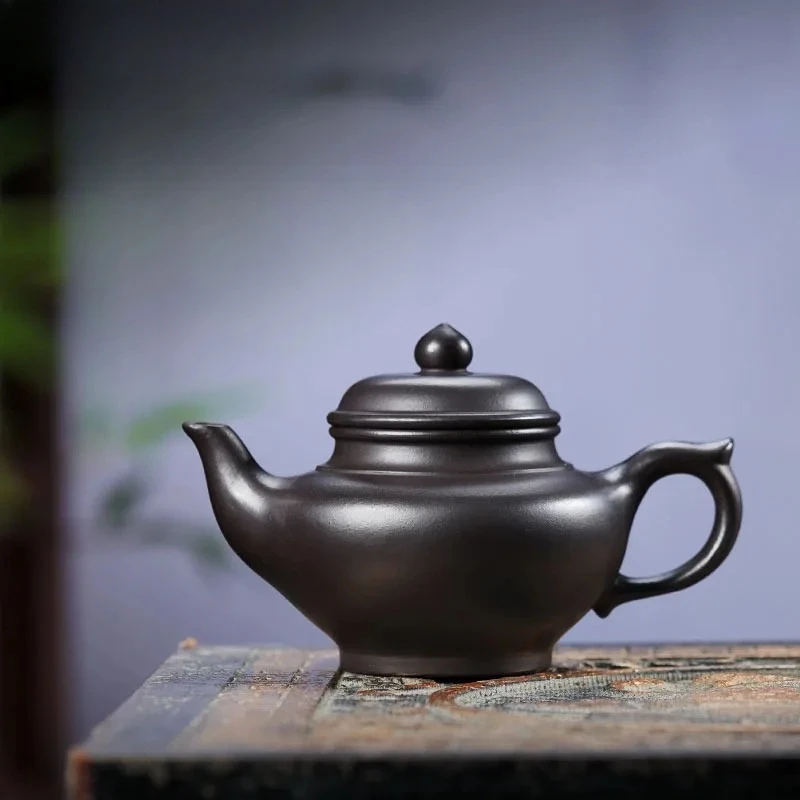350ml Yixing Purple Clay Teapots Handmade Laughing Sakura Pot Raw Ore Hyperthermy Black Mud Tea Maker Kettle Strainer Zisha Tea