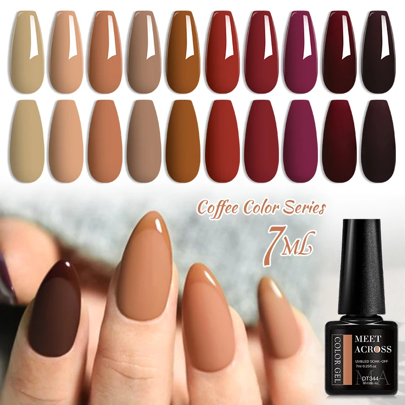 7 ml Kaffeefarben Nagelgelpolitur, UV-LED-Einweichgel für Anfänger, Heimsalon, langlebig, Nageldekorationen, Maniküre-Design